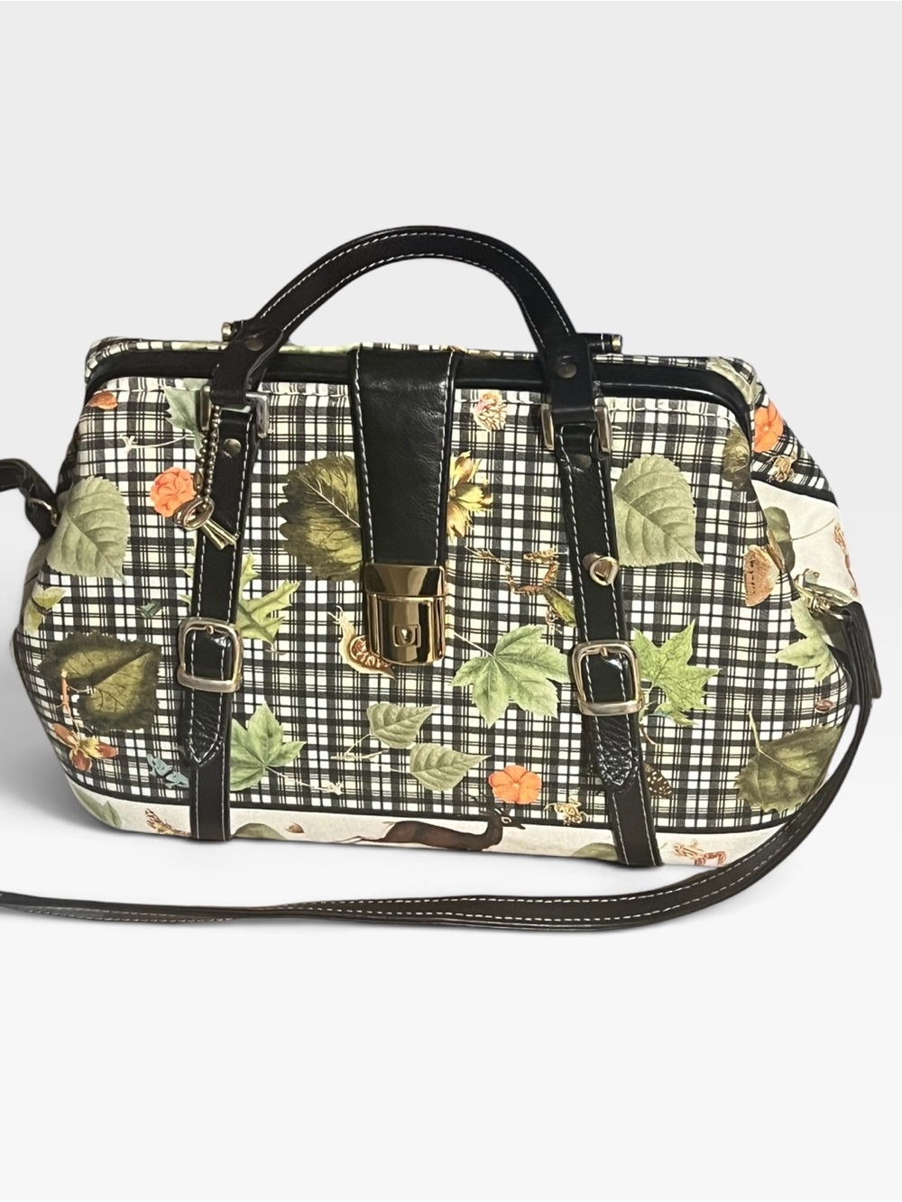 Rare Carson & Co by Susan Carson Botanical Plaid Doctor Bag Satchel Paolo Design